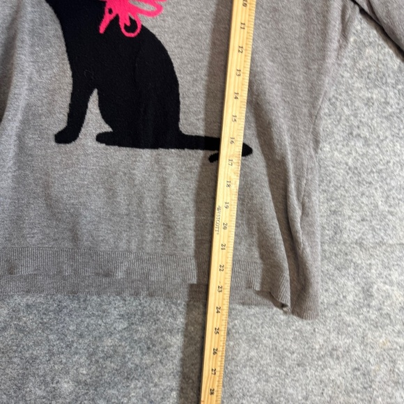 Leo & Ugo Paris Gray Sweater Women’s Black Cat Bow Graphic Long Sleeve Size 4 - Picture 10 of 15